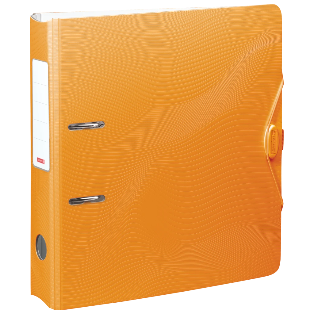 Ordner „WAVE“ | A4, 70 mm, Hebelmechanik mit gummiertem Griff, orange