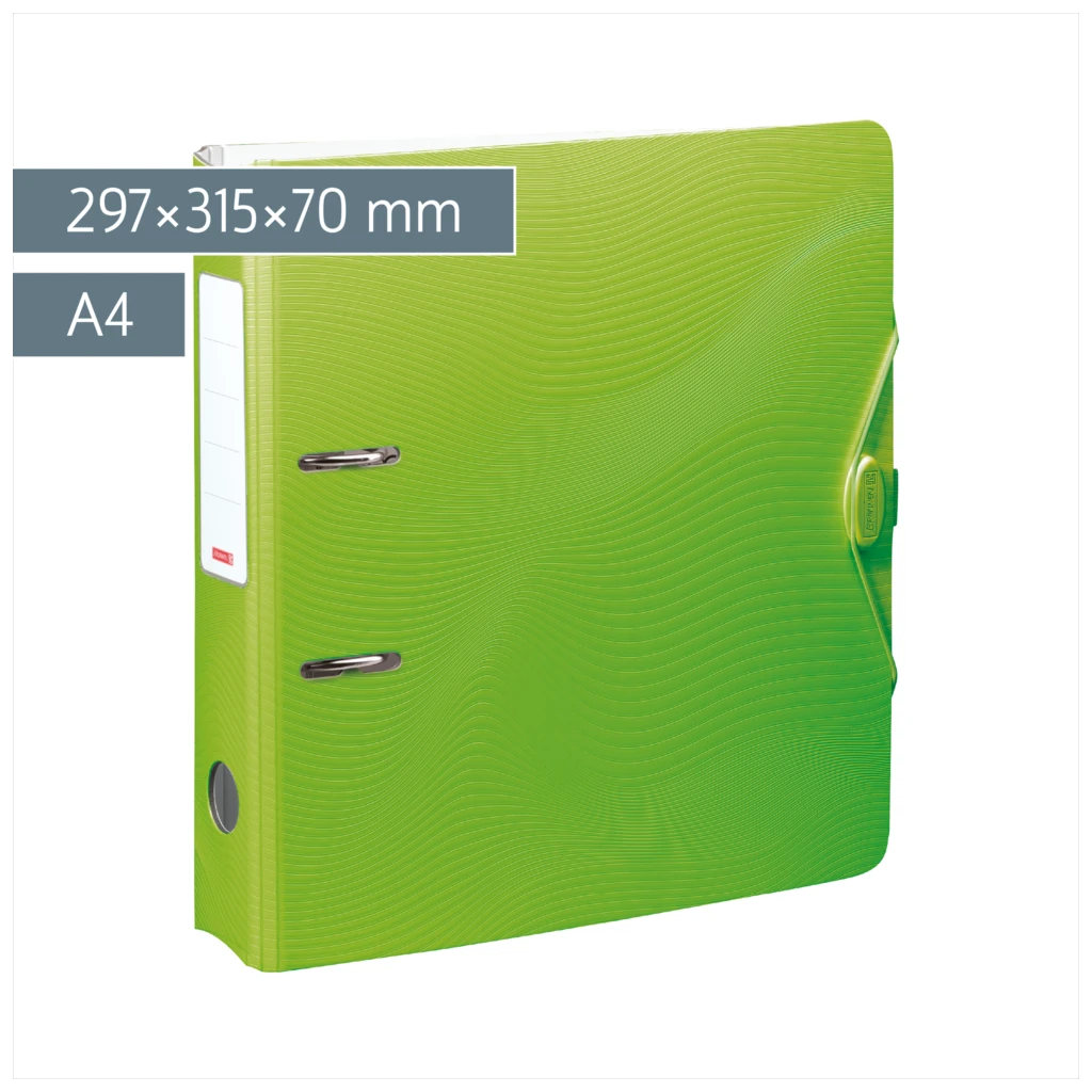 Ordner „WAVE“ Colour Code | A4, 70 mm, Hebelmechanik mit gummiertem Griff, kiwi