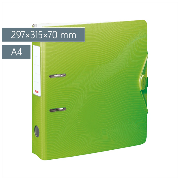 Ordner „WAVE“ Colour Code | A4, 70 mm, Hebelmechanik mit gummiertem Griff, kiwi