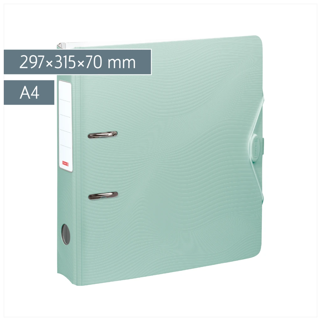 Ordner „WAVE“ Colour Code | A4, 70 mm, Hebelmechanik mit gummiertem Griff, mint