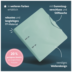 Ordner „WAVE“ Colour Code | A4, 70 mm, Hebelmechanik mit gummiertem Griff, mint