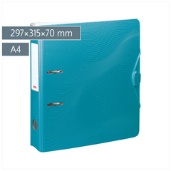 Ordner „WAVE“ | A4, 70 mm, Hebelmechanik mit gummiertem Griff, türkis