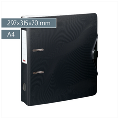 Ordner „WAVE“ Colour Code | A4, 70 mm, Hebelmechanik mit gummiertem Griff, onyx