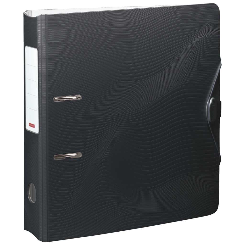 Ordner „WAVE“ Colour Code | A4, 70 mm, Hebelmechanik mit gummiertem Griff, onyx