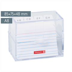 Karteikasten gefüllt | 85×75×48 mm, A8, transparent