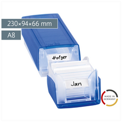 Karteikasten „Twin Boxx“ gefüllt | 230×94×66 mm, A8, mittelblau