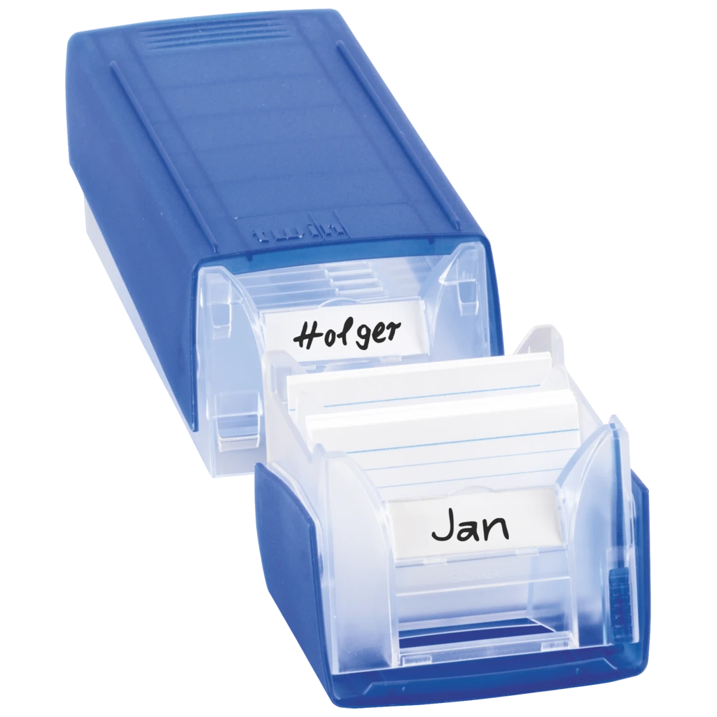 Karteikasten „Twin Boxx“ gefüllt | 230×94×66 mm, A8, mittelblau