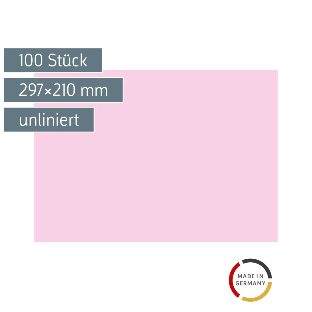 Karteikarten | 297×210 mm, A4, unliniert, rot, 100 Stück