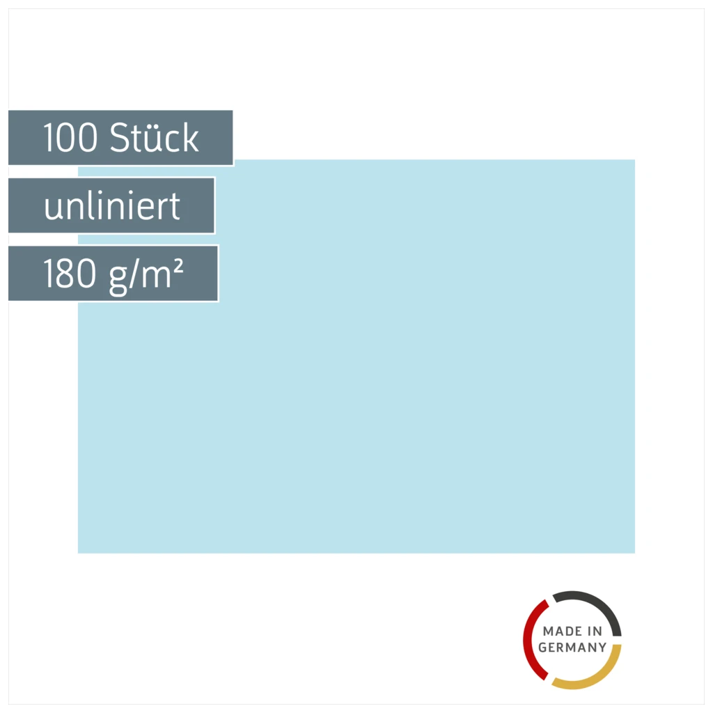 Karteikarten | A4, unliniert, blau, 100 Stück