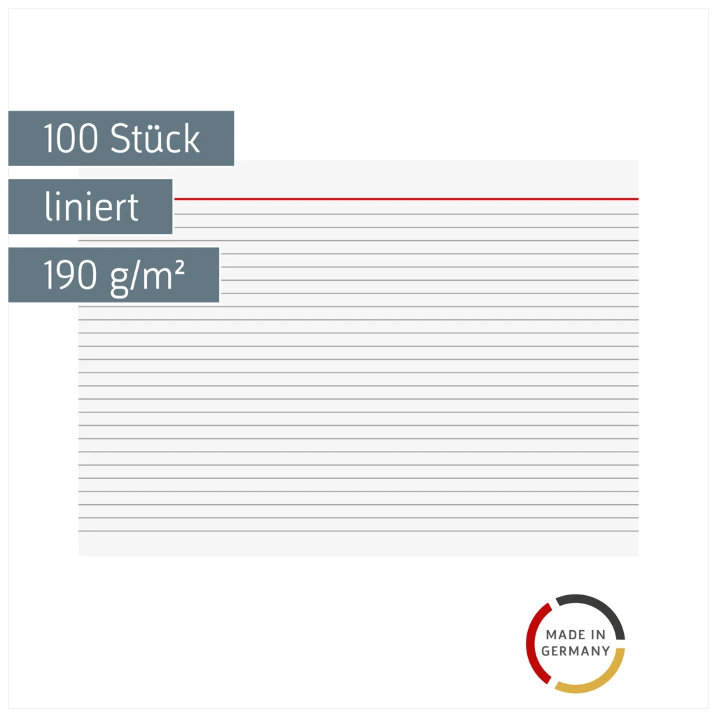 Karteikarten | A4, liniert, weiß, 100 Stück