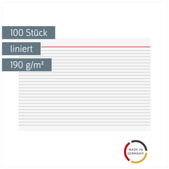 Karteikarten | A4, liniert, weiß, 100 Stück