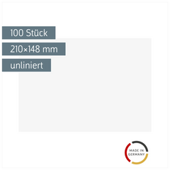 Karteikarten | 210×148 mm, A5, unliniert, weiß, 100 Stück