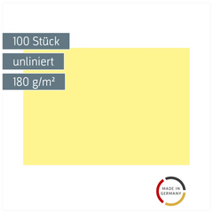 Karteikarten | A5, unliniert, gelb, 100 Stück