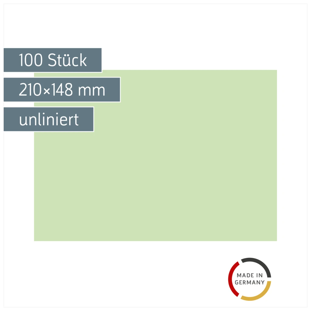 Karteikarten | 210×148 mm, A5, unliniert, grün, 100 Stück