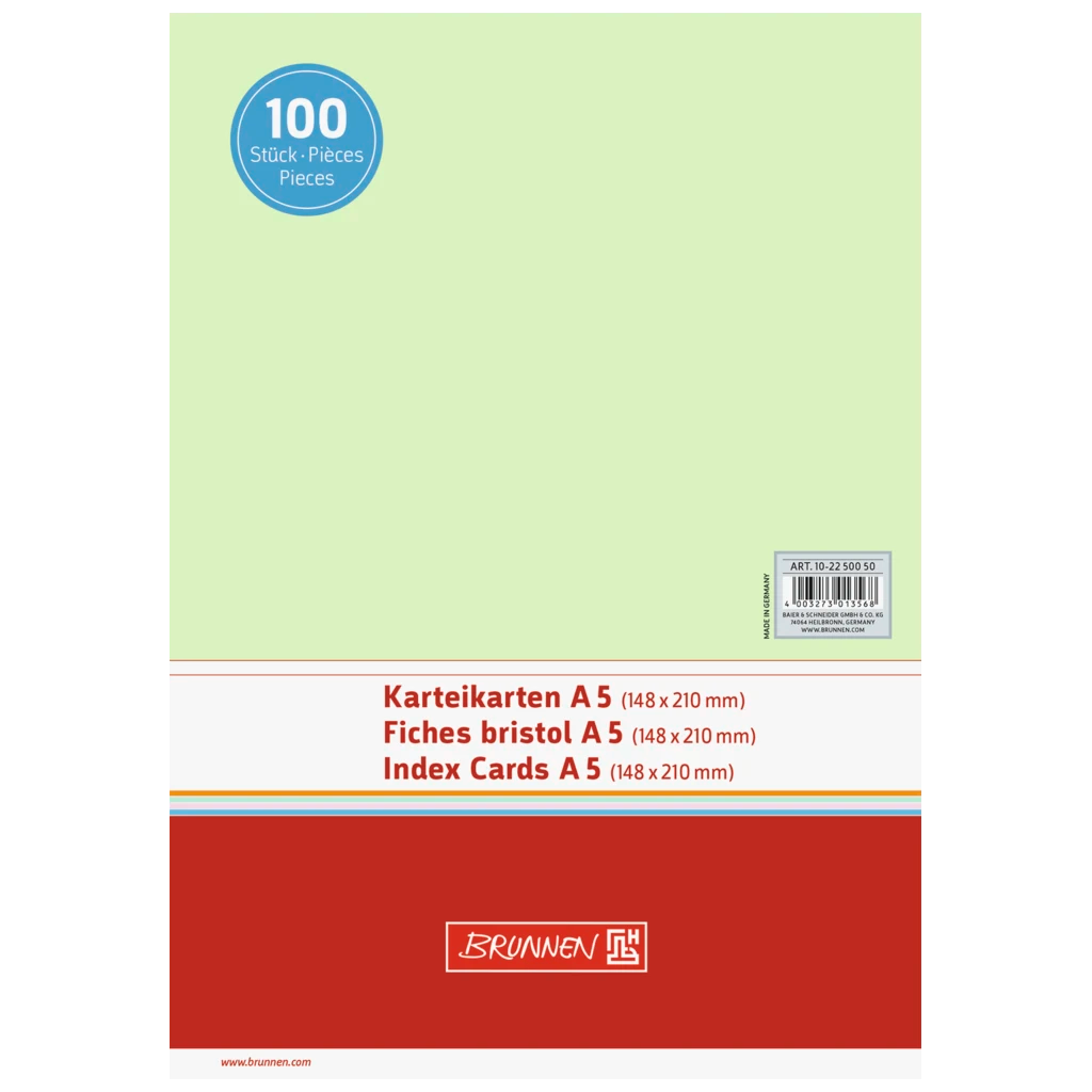 Karteikarten | A5, unliniert, grün, 100 Stück