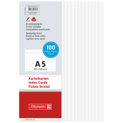 Karteikarten | A5, liniert, weiß, 100 Stück