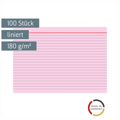 Karteikarten | A5, liniert, rot, 100 Stück