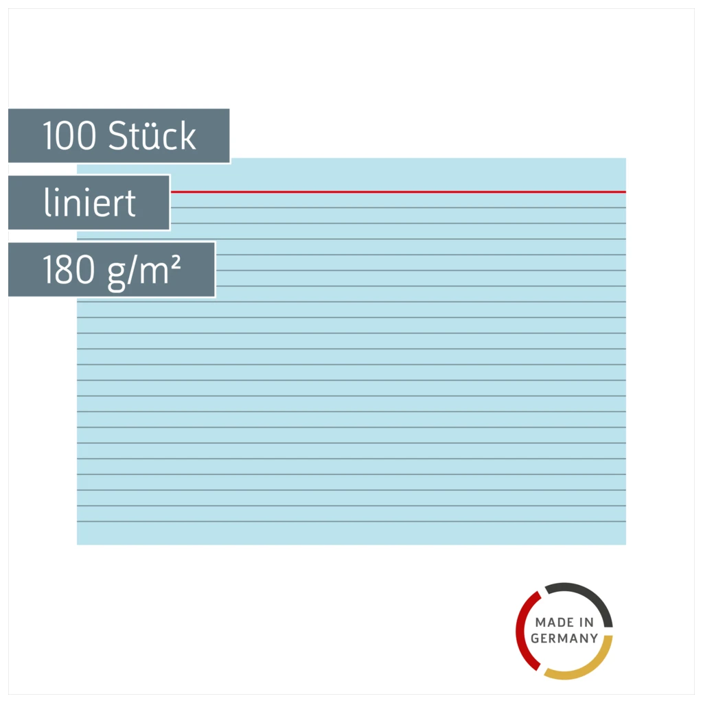 Karteikarten | A5, liniert, blau, 100 Stück