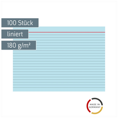 Karteikarten | A5, liniert, blau, 100 Stück