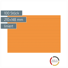 Karteikarten | 210×148 mm, A5, liniert, orange, 100 Stück