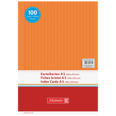 Karteikarten | A5, liniert, orange, 100 Stück