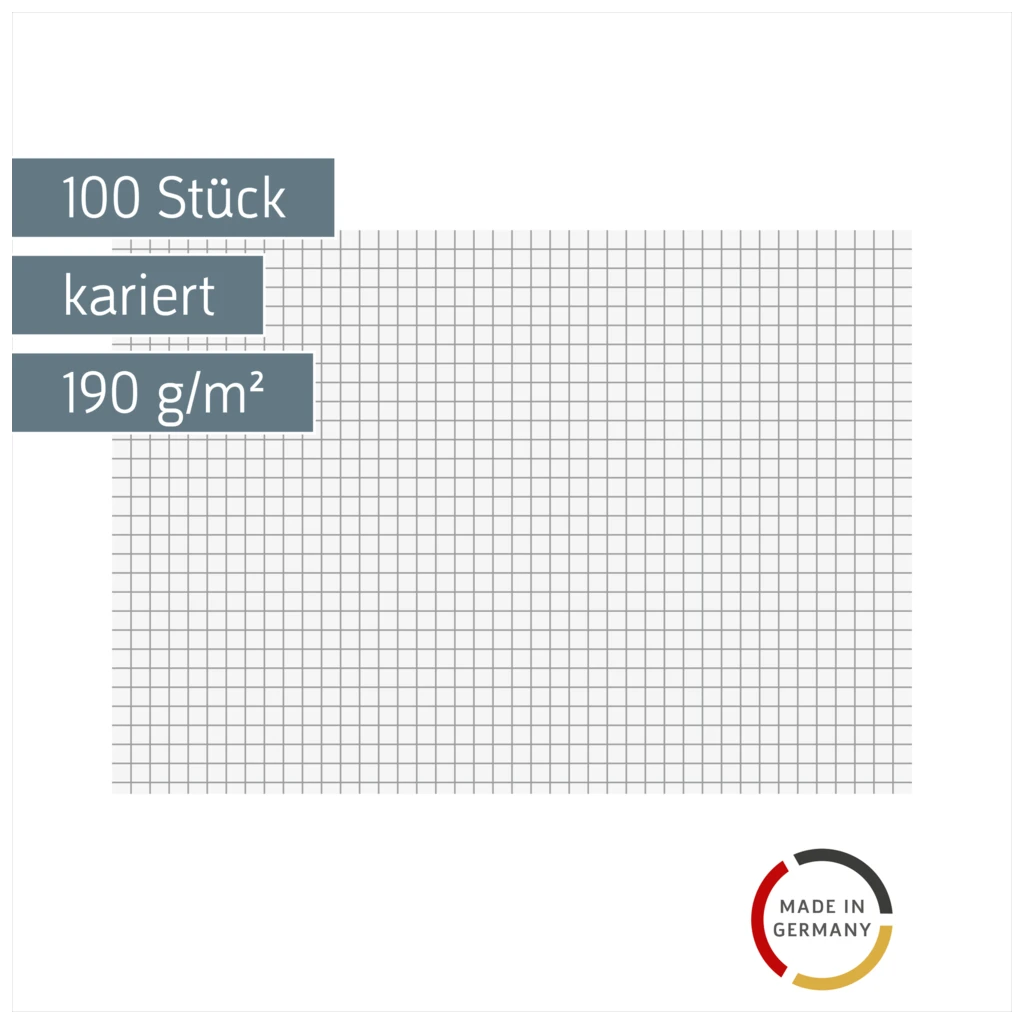 Karteikarten | A5, 5 mm kariert, weiß, 100 Stück