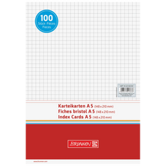 Karteikarten | A5, 5 mm kariert, weiß, 100 Stück
