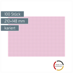 Karteikarten | 210×148 mm, A5, 5 mm kariert, rot, 100 Stück