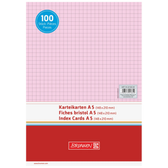 Karteikarten | 210×148 mm, A5, 5 mm kariert, rot, 100 Stück