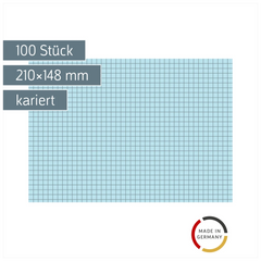 Karteikarten | 210×148 mm, A5, 5 mm kariert, blau, 100 Stück