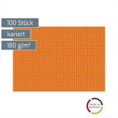 Karteikarten | A5, 5 mm kariert, orange, 100 Stück
