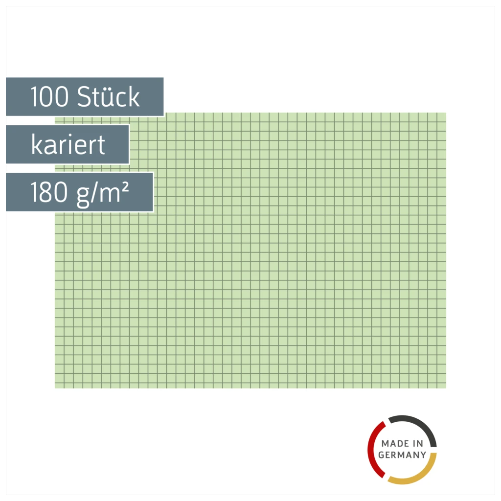 Karteikarten | A5, 5 mm kariert, grün, 100 Stück