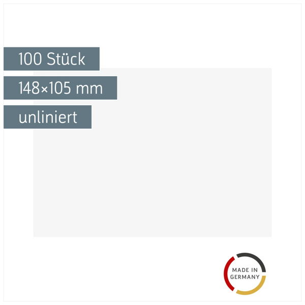 Karteikarten | 148×105 mm, A6, unliniert, weiß, 100 Stück