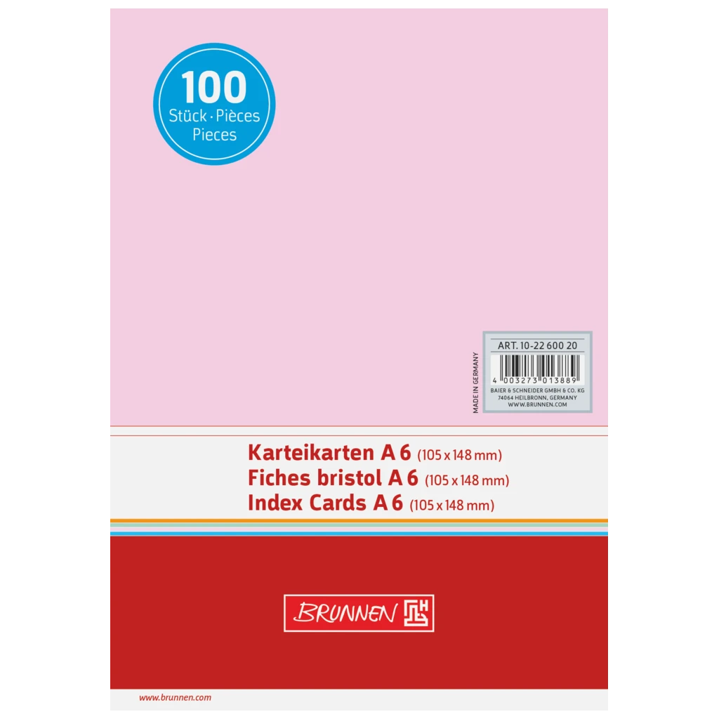 Karteikarten | A6, unliniert, rot, 100 Stück
