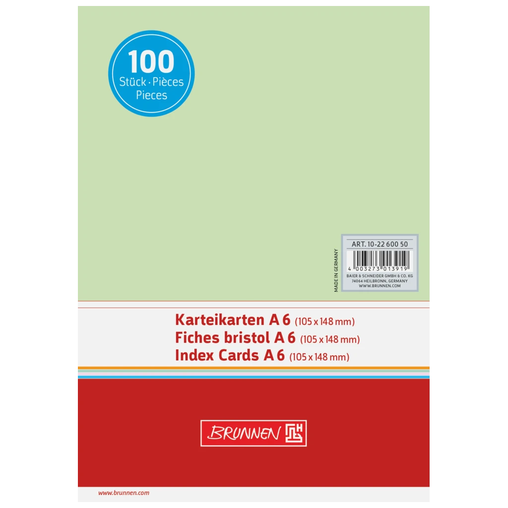 Karteikarten | A6, unliniert, grün, 100 Stück