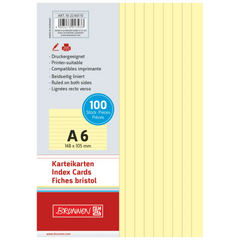 Karteikarten | 148×105 mm, A6, liniert, gelb, 100 Stück