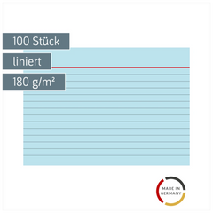 Karteikarten | A6, liniert, blau, 100 Stück