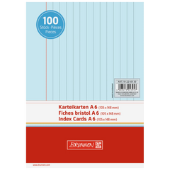 Karteikarten | A6, liniert, blau, 100 Stück