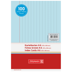 Karteikarten | 148×105 mm, A6, liniert, blau, 100 Stück