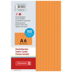 Karteikarten | 148×105 mm, A6, liniert, orange, 100 Stück