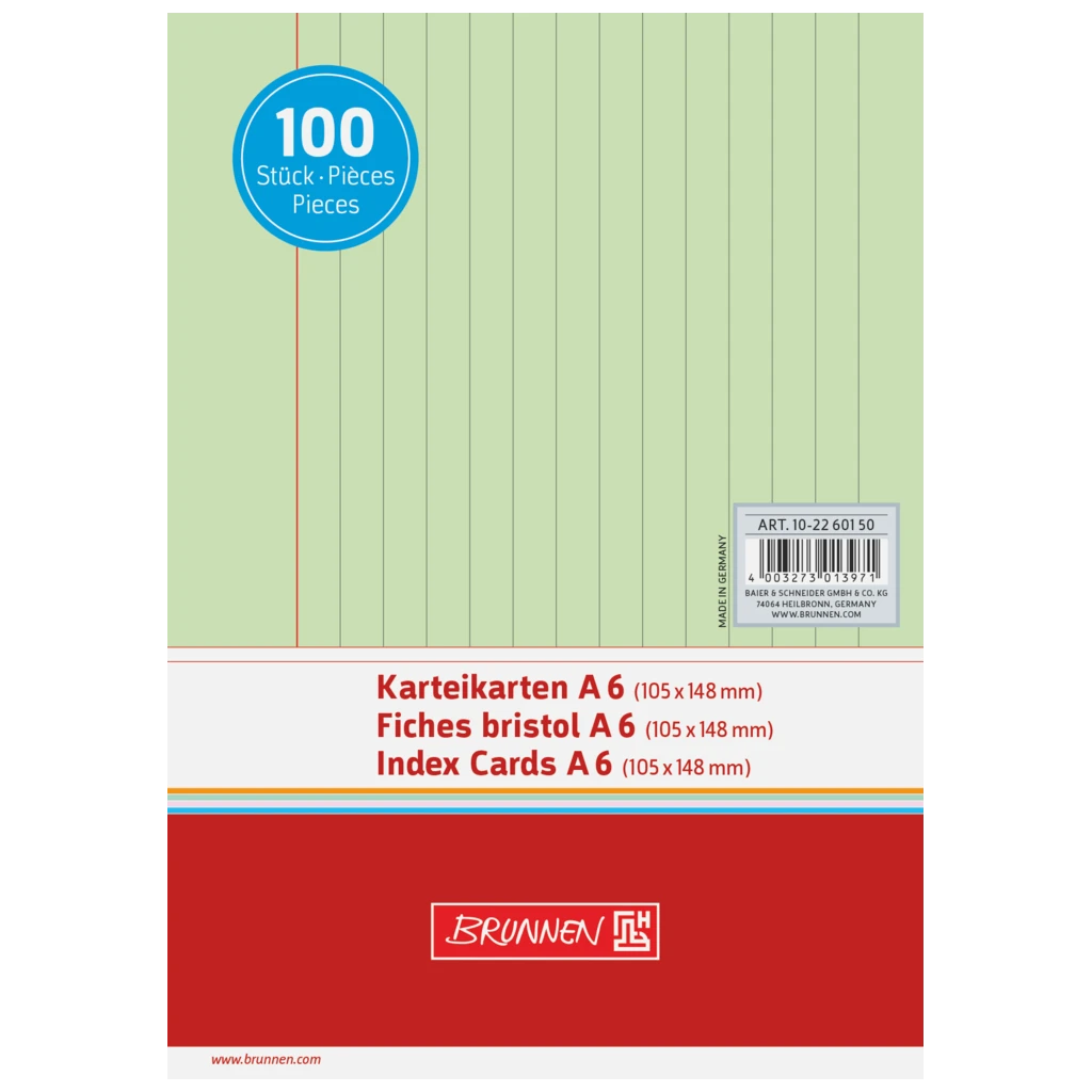 Karteikarten | A6, liniert, grün, 100 Stück