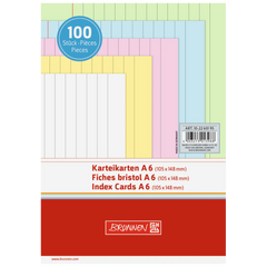 Karteikarten | A6, liniert, sortiert, 100 Stück