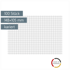 Karteikarten | 148×105 mm, A6, 5 mm kariert, weiß, 100 Stück