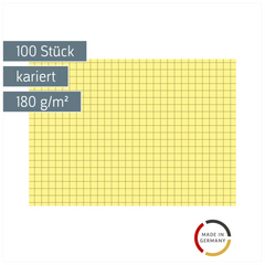 Karteikarten | A6, 5 mm kariert, gelb, 100 Stück