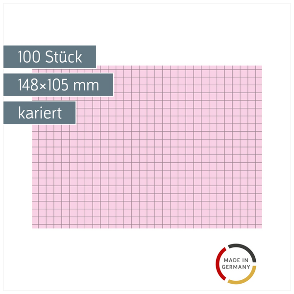Karteikarten | 148×105 mm, A6, 5 mm kariert, rot, 100 Stück