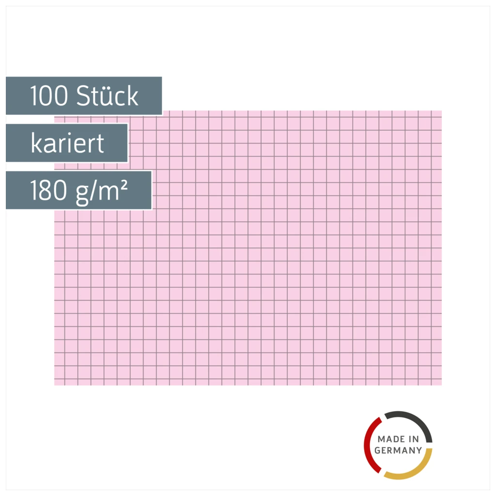 Karteikarten | A6, 5 mm kariert, rot, 100 Stück