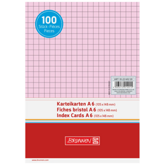Karteikarten | A6, 5 mm kariert, rot, 100 Stück