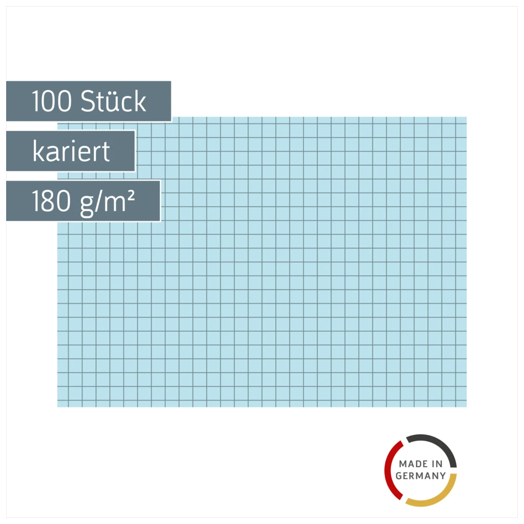 Karteikarten | A6, 5 mm kariert, blau, 100 Stück
