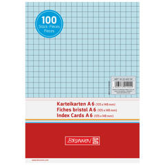 Karteikarten | A6, 5 mm kariert, blau, 100 Stück