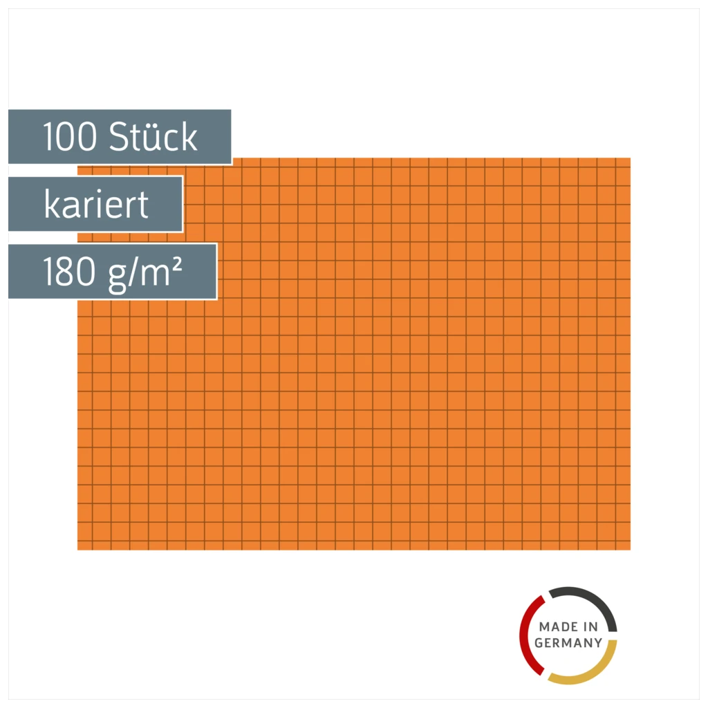 Karteikarten | A6, 5 mm kariert, orange, 100 Stück